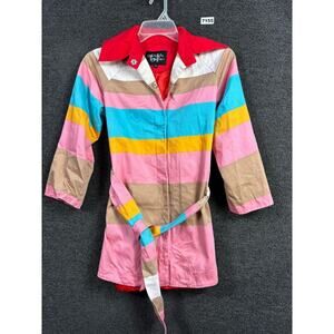 Giancarlo Ferrari Jacket Womens Small Multicolor Stripe Belted 3/4 Sleeve Tunic